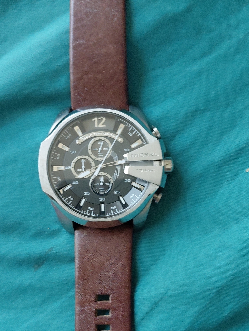 Diesel Men's Black Dial Brown Leather Strap Chronograph Watch